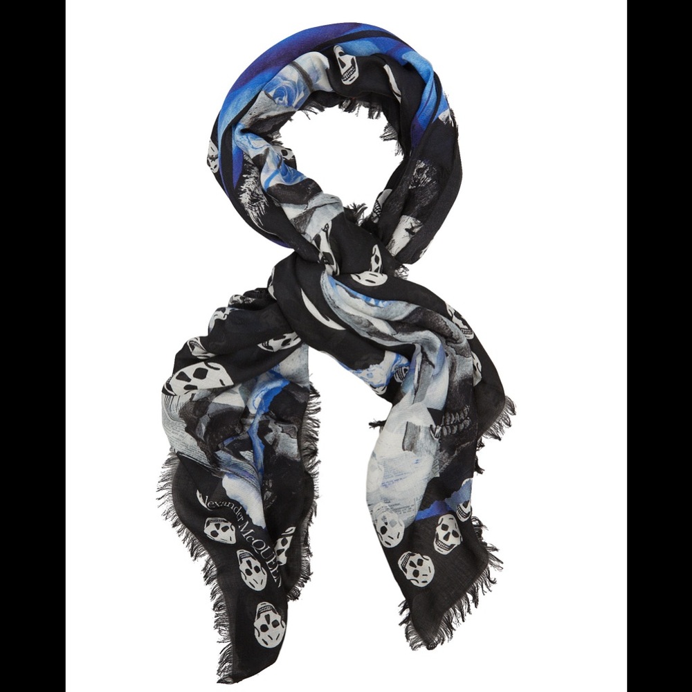 Alexander McQueen Skull and Rose Shawl Scarf